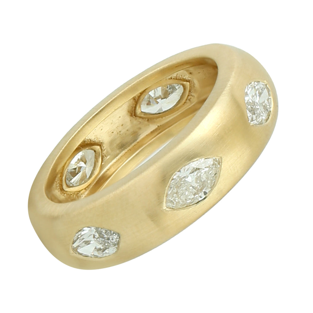 Natural Diamond Band Ring 18k Yellow Gold Fine Jewelry