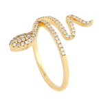 Pave Diamond Snake Design Cuff Ring Jewelry In 18k Yellow Gold Gothic Jewelry