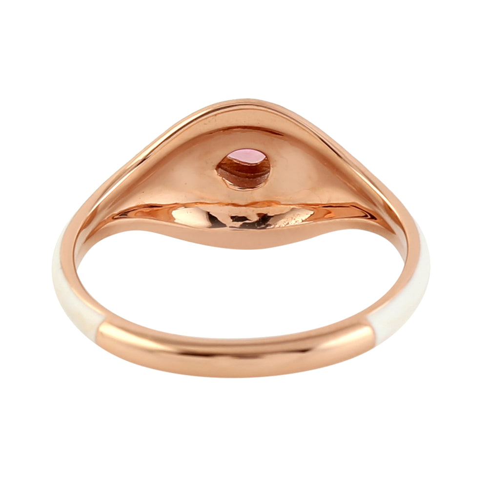 Pear Cut Tourmaline White Enamel 14k Rose Gold Gift