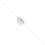 Natural Blue Sapphire Evil Eye Charm Delicate Bracelet For Gift In 14k White Gold