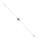 Natural White and Black Diamond Evil Eye Charm Chain 14k Gold Bracelet For Her