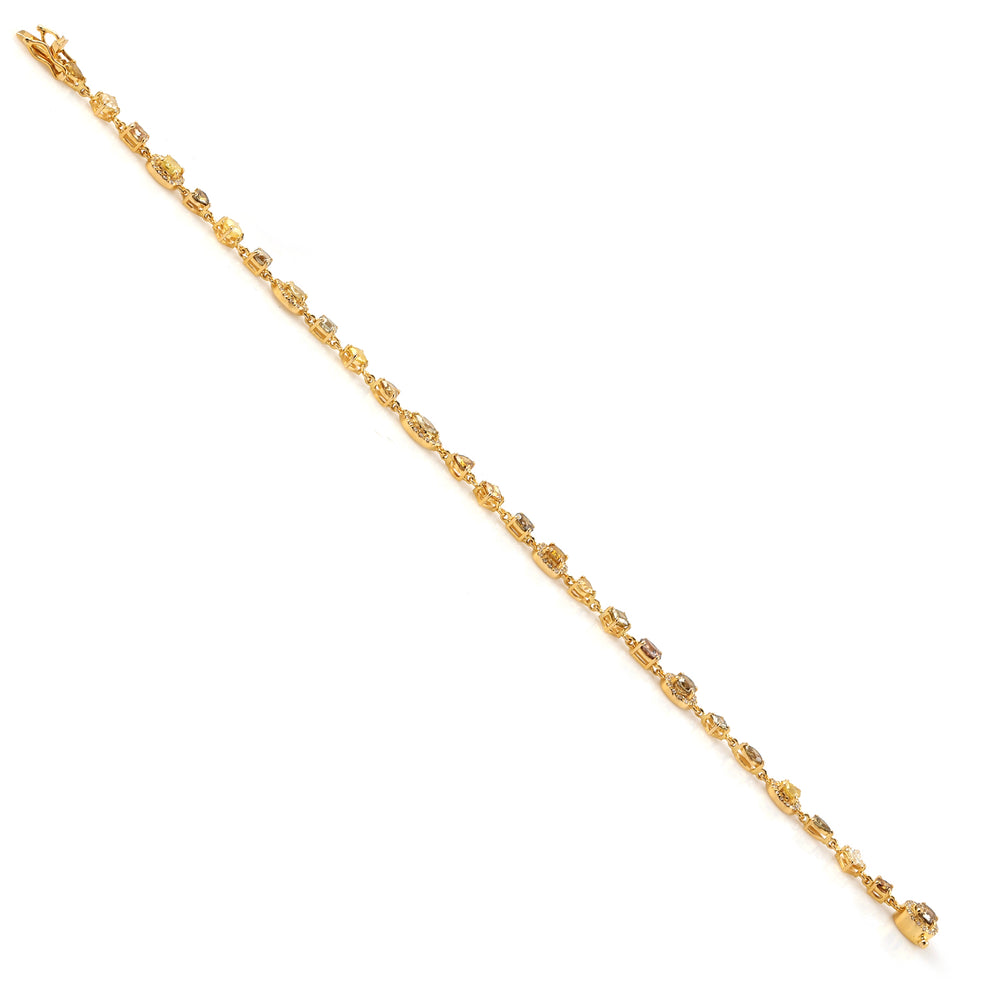 Natural Ice Diamond Pave Diamond Link Chain Bracelet In 18k Yellow Gold