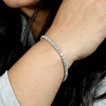 Aquamarine Gemstone Linking Bracelet For Gift In 18k White Gold