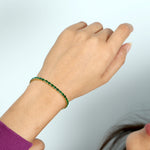 Oval Tsavorite Gemstone Delicate Fixed & Flexible Bracelet In 18k Yellow Gold Gift For Her