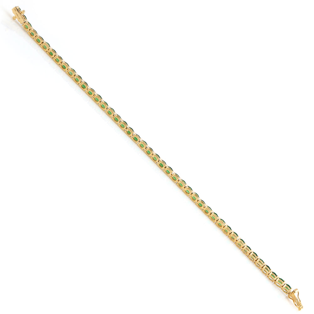 Oval Tsavorite Gemstone Delicate Fixed & Flexible Bracelet In 18k Yellow Gold Gift For Her