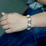 Opal Ethopian Emerald Diamond Cluster Design Designer Bracelet For Her In 18k Gold