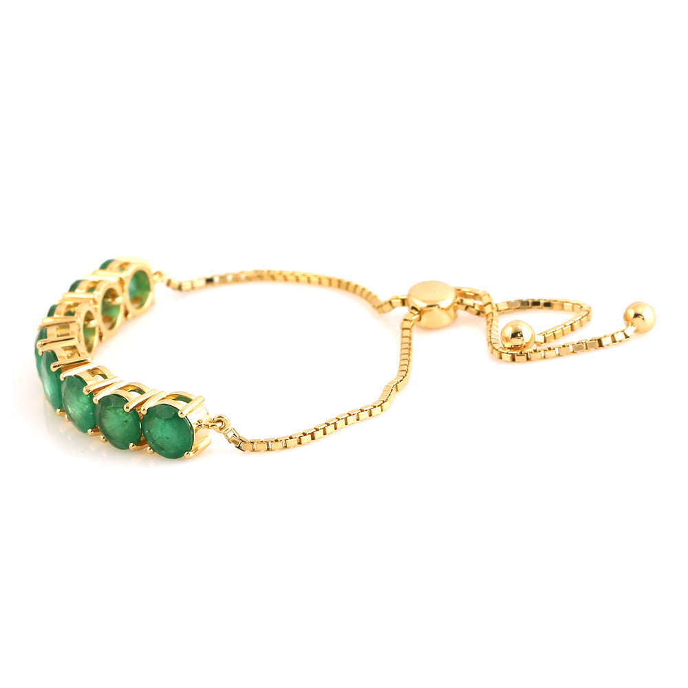 Natural Emerald Beautiful 18k Gold Flexible Bracelet For Her