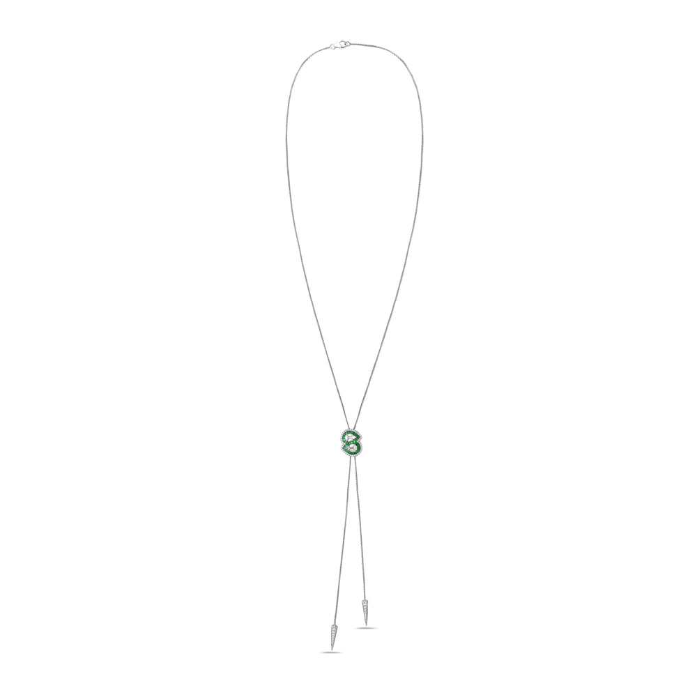 Channel Set Emerald Baguette Diamond Designer Statement Necklace In White Gold