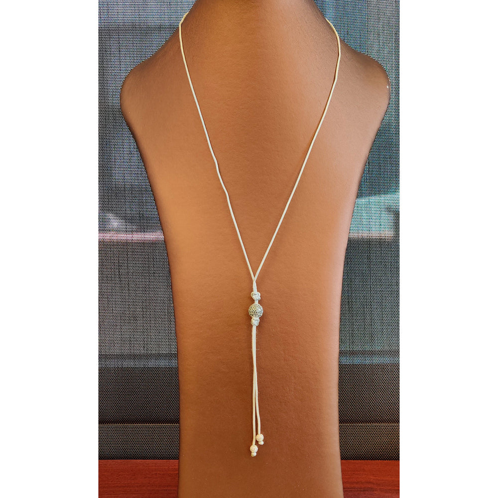 Natural Diamond Bead Lariat Necklace Jewelry Minimal Jewelry