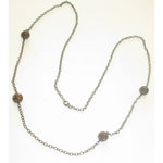 Champagne Diamond Pave Beads Silver Long Chain Necklace
