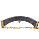 Sterling Silver Pave Diamond Vintage Macrame Collar Necklace For Women's