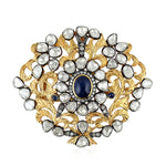 Brooch Diamond Sapphire Sterling Silver 18K Gold Jewelry Gift