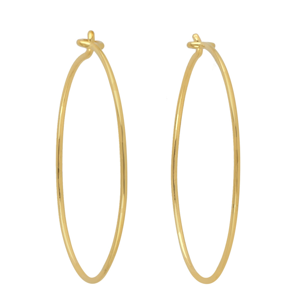 Beautiful 14k Yellow Gold Long Hoop Earrings Elegant Jewelry