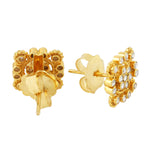 18Kt Solid Yellow Gold Diamond Indian Ethnic Look Stud Earrings Jewelry