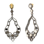 Diamond Dangle Earrings 18Kt Gold 925 Sterling Silver Party Wear Jewelry
