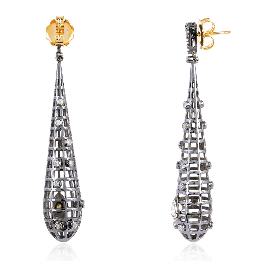 Diamond 18Kt Gold 925 Sterling Silver Women Dangle Earrings Jewelry