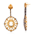 Diamond 18Kt Gold 925 Sterling Silver Dangle Earrings Fashion Jewelry