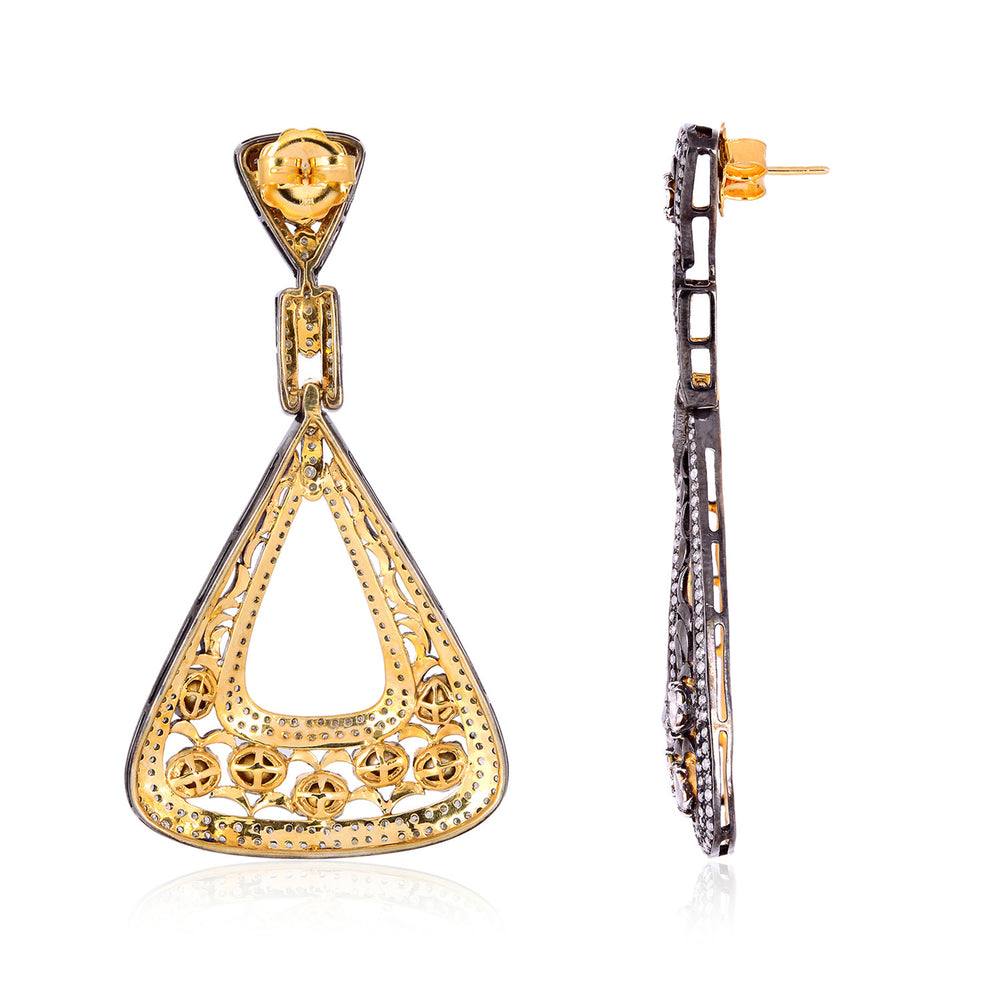 Diamond Dangle Earrings 18Kt Gold 925 Sterling Silver Designer Jewelry