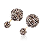 Pave Diamond Pave Bead Ball Earrings In 18Kt Gold 925 Sterling Silver