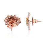 Pave Diamond Octagon Shape Stud Earrings 18Kt Rose Gold Jewelry Gift