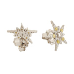 Natural Ice Diamond Star Burst Design Stud Earrings Pave Jewelry In 18k White Gold