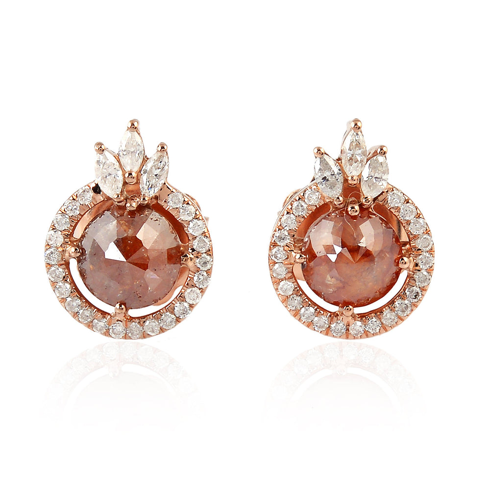 Ice Diamond Cute Stud Earrings In 18k Rose Gold