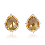 Pear Cut Ice Diamond Stud Earrings in 18k Yellow Gold