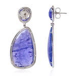 Beautiful Tanzanite Diamond  18k White Gold Danglers For Her