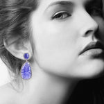 Beautiful Tanzanite Diamond  18k White Gold Danglers For Her