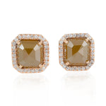 Handmade Natural Diamond Beautiful Stud For Her In 18k Yellow Gold