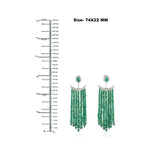 Faceted Emerald Beads Chandelier Earrings Diamond Jewelry In 18k White Gold