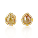 Ice Diamond Pear Stud Earrings In 18k Yellow Gold For Her