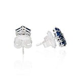 Baguette Sapphire 18k White Gold Ladder Design Stud Earrings