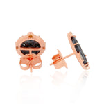 Diamond Jade Designer Oval Stud Earrings In 18k Rose Gold