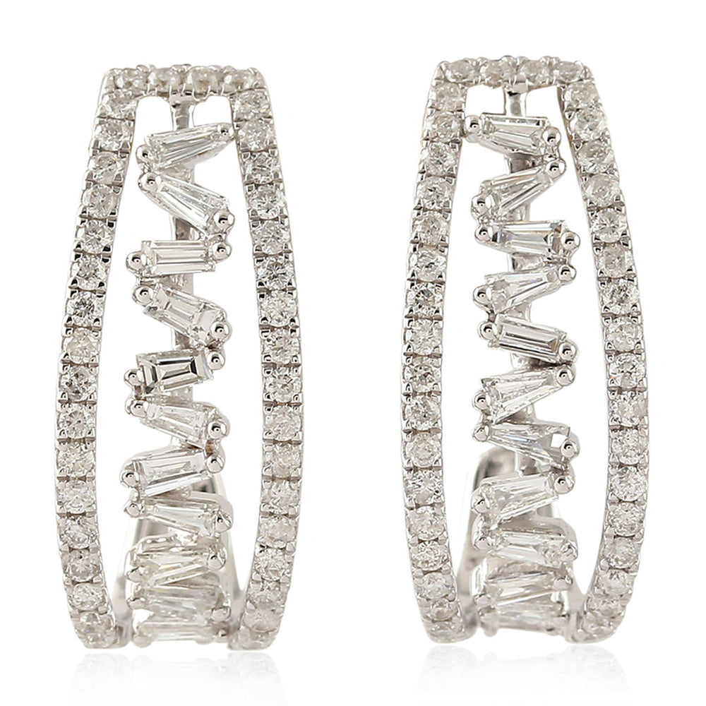 Handmade 1.45ct Natural Diamond Stud Earrings 18k White Gold Jewelry