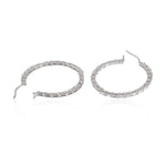 Baguette Diamond Hoop Earrings in 18k White Gold For Her