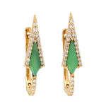 Pave Diamond & Chrysoprase Gemstone Latch Back Earring Jewelry In 18k Yellow Gold