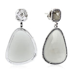 Natural Moonstone Diamond Danglers in 18k White Gold