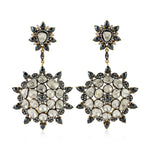 925 Silver Spinel Rose Cut Diamond Vintage Dangle Earrings 18k Gold Jewelry Gift