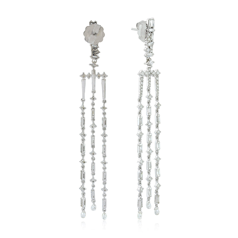 Natural Diamond Chandelier Earrings 18k White Gold Jewelry