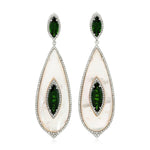 MOP Chrome Diopside Diamond Tear Drop Danglers in 18k White Gold