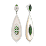 MOP Chrome Diopside Diamond Tear Drop Danglers in 18k White Gold