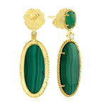 Natural Emerald Dangle Earrings 18K Yellow Gold Jewelry