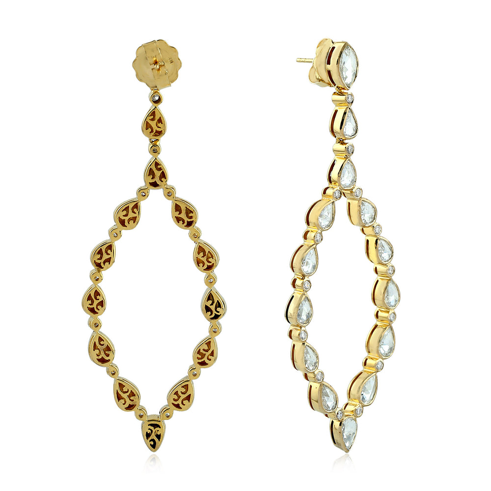 Diamond Drop Danglers In Solid 18k Gold