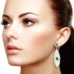 Spinel Diamond Marquise Shaped MOP Danglers In 18k White Gold