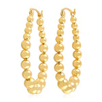 Solid 18k Yellow Gold Beads Hoop Earrings Handmade Beautiful Jewelry