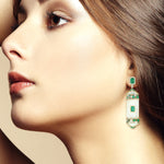 Natural MOP Emerald Gemstone Beautiful Danglers In 18k Yellow Gold