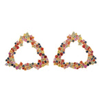 Multicolor Sapphire Beautiful Stud Earrings In 18k Yellow Gold