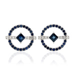 Sapphire Diamond Hallow Stud Earrings in 18k Gold