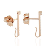 Natural Diamond Bar Design Stud Earrings In 18k Rose Gold